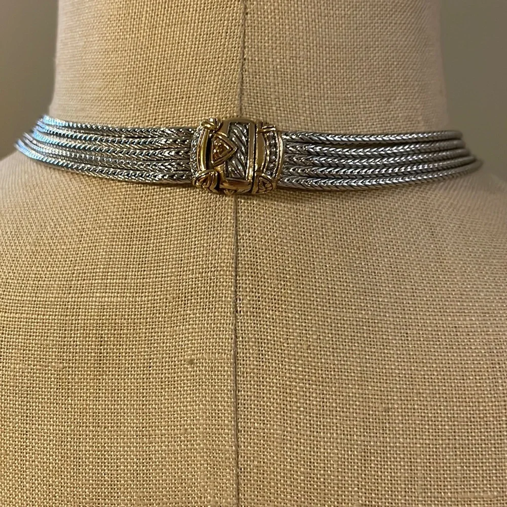 John Medeiros five strand two tone Necklace 16” and matching earrings - Picture 3 of 7